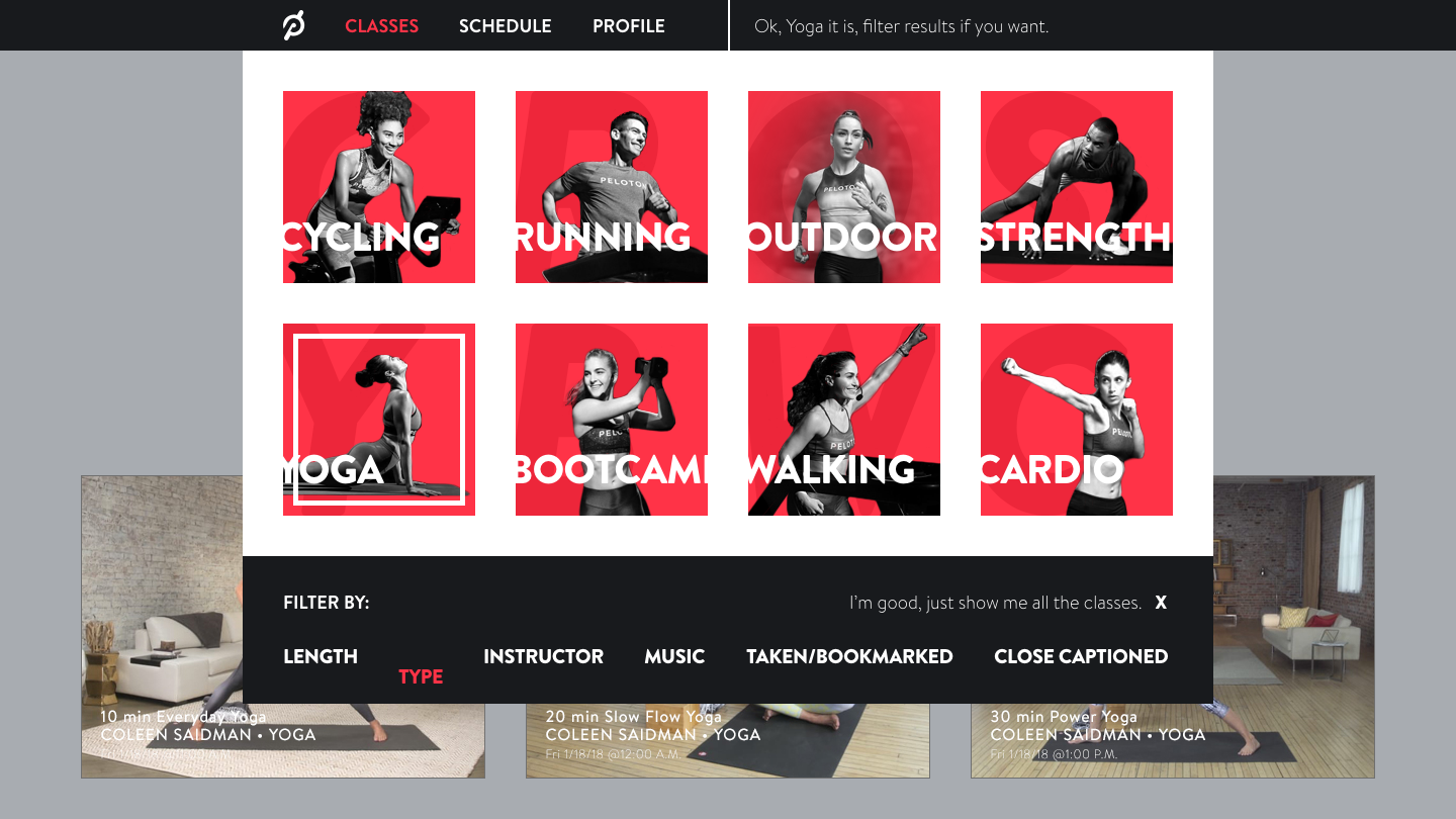 Peloton User Interface